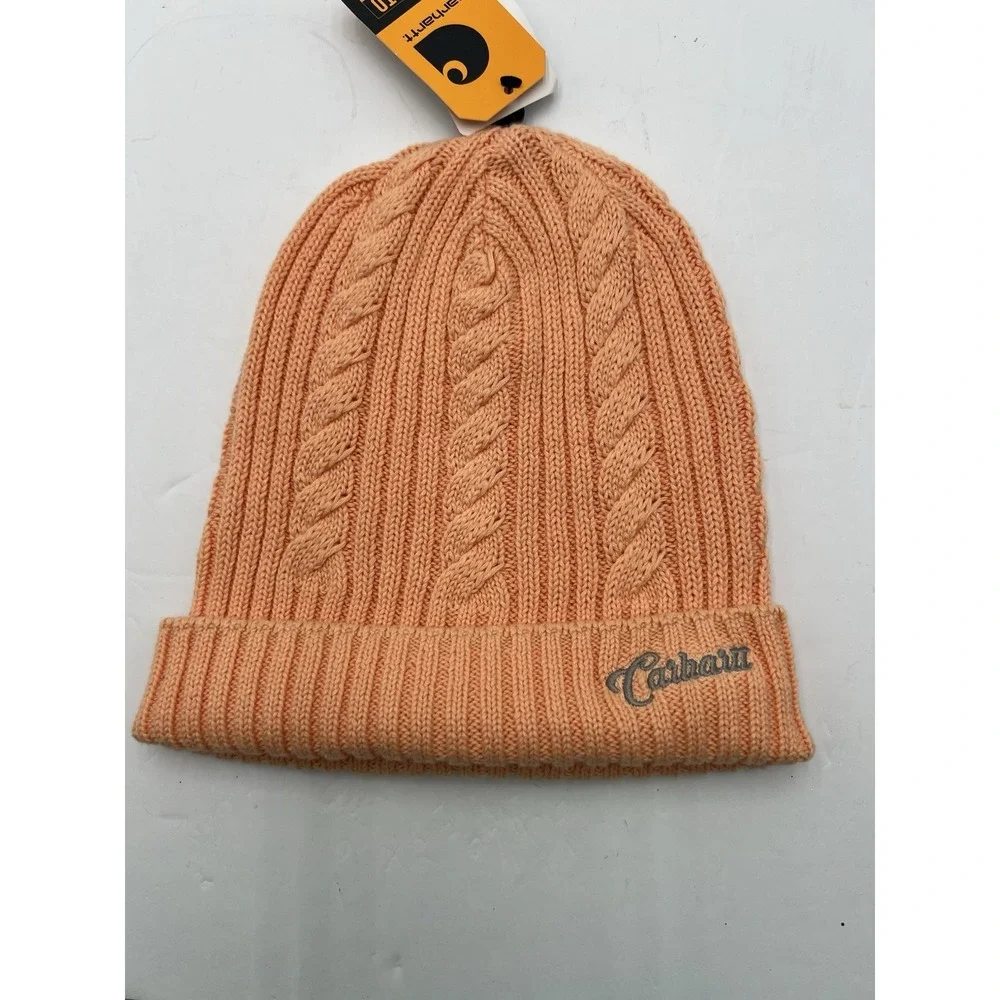 Carhartt Womens Rib Knit Fisherman Beanie Sunset Orange NWT 104397 One Size